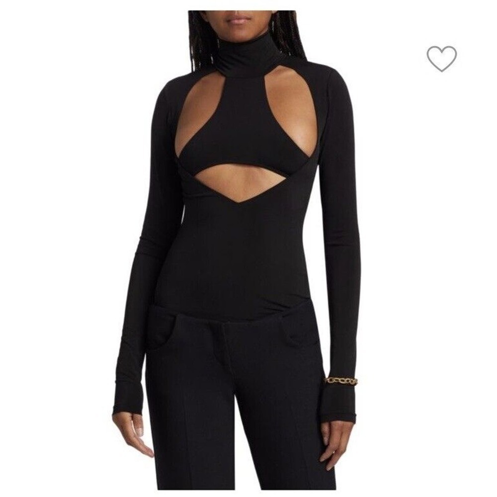 LaQuan Smith Black Cutout Long Sleeve Top